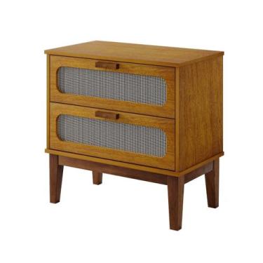 Imagem de mesa de cabeceira retro com pes de madeira maciça santorini 60cm com 2