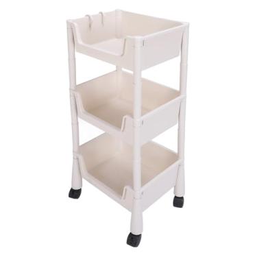 Imagem de Carrinho Utilitário Móvel Com Rodas, Prateleiras Móveis Compactas para Livros, Organizador de Carrinho para Casa, Escritório, Sala de Estudo (3 níveis)