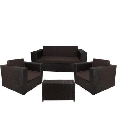 Imagem de Jogo com 1 Namoradeira, 2 Poltronas Assento Estofado e Mesa Classe A -