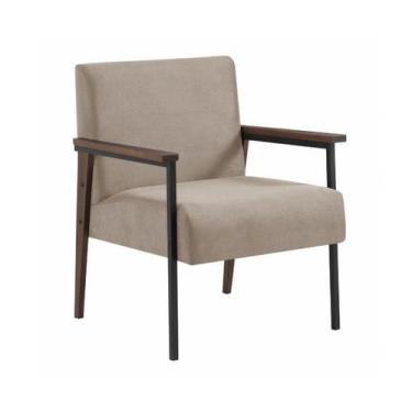 Imagem de Poltrona Decorativa Fontana Bege Palha Gdecor - Gonçalves Decor