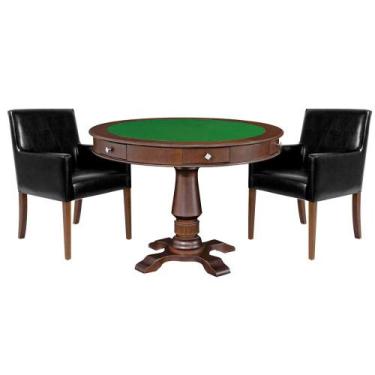 Imagem de Mesa de Jogos Carteado Victoria Redonda Tampo Reversível Imbuia com Ki