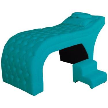 Imagem de Maca Estética Detalhe em Capitonê Suede Cores - DS Estofados, Azul Tur
