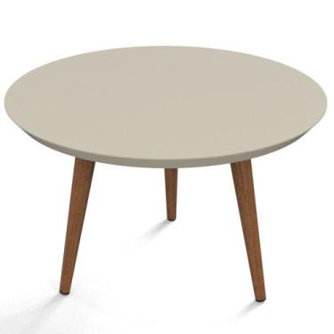 Imagem de Mesa de Centro Redonda Pés Madeira Luna 590 Off White - Patrimar Móvei