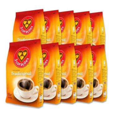 Imagem de Café Três Corações Tradicional Moído Kit 10 Pacotes 250G - Tres Coraco