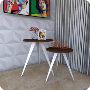 Imagem de 2 Mesinhas Lateral De Canto Para Sala e Quarto Redonda B.M - CromoShop