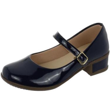 Imagem de Sapatilha Infantil Feminino Salto Grosso Lisa Conforto - Klicpé, Azul 