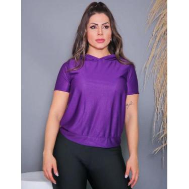 Imagem de Blusinha Fitness Dry Fit Mescla com Capuz Moda Fitness - Fitmoda, Roxo