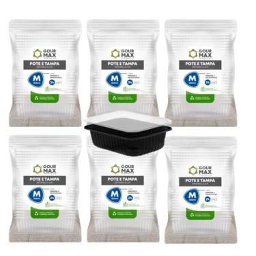 Imagem de Kit Pote Preto C/ 144un 500ml Descartável Marmita Freezer Microondas F