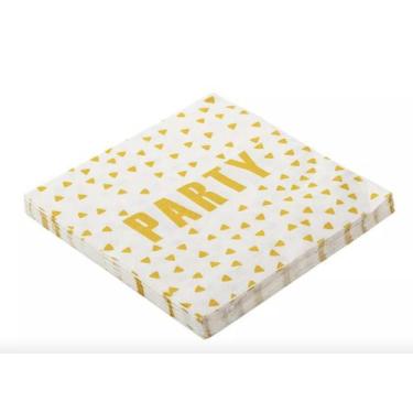 Imagem de 20 Guardanapo Estampado Party Dourado Folha Dupla 32x32 cm Silver Fest