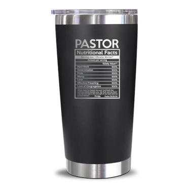 Imagem de VDGifts Copo para Pastor Nutrition Facts – Presentes para homens e mulheres – Caneca de café para viagem, ideia de presente engraçada para pastor de apreciação, presente para pastor, esposa, presentes