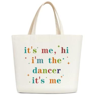 Imagem de JIRIM-BEUTY Sacolas fofas para mulheres, sacola estética reutilizável, sacola de biblioteca, bolsa divertida, presente para mulheres, treinadoras de dança, professoras de dança (ST07), Multicor,