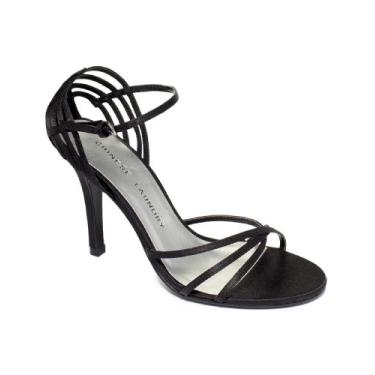 Imagem de Chinese Laundry Sapato social feminino Wesley de salto alto, tira no tornozelo, Cetim preto, 8 M