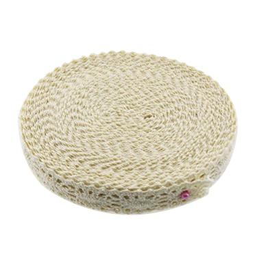 Imagem de Heyous Fita vintage de algodão com acabamento em renda de crochê com borda recortada para decoração de casamento nupcial pacote de Natal DIY artesanato fornecimento, 10 metros, bege