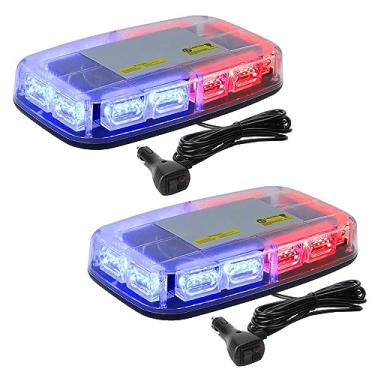 Imagem de OPL5 2 peças de luz estroboscópica LED azul vermelha, luzes de farol com base magnética, 16 modos de piscar luzes de aviso para carros de limpeza de neve de construção de bombeiros, 2 anos de garantia