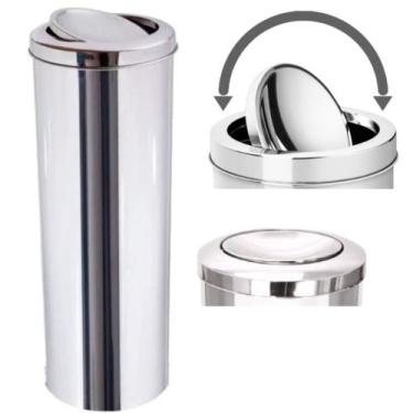 Imagem de Lixeira 50 Litros Inox FlipTop 30x60 Cozinha Escritório - Onixlimp