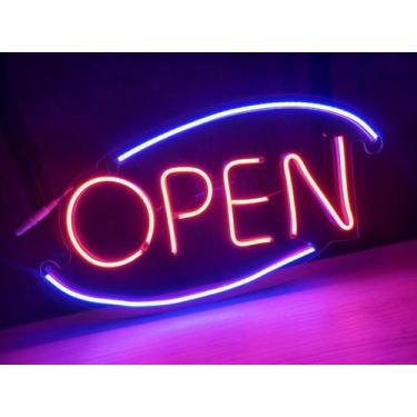 Imagem de PLACA LETREIRO LUMINOSO NEON OPEN - 50cm x 30cm - Design Sentido