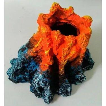 Imagem de Enfeite Vulcão Lava Laranja Oxigenador Solta Bolhas 12x10cm - Ace Pet