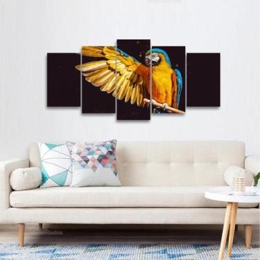 Imagem de Quadro decorativo Arara Amarela Aves Mosaico 125x60 - Wall frame