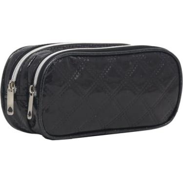 Imagem de Estojo Duplo Escolar Retangular Glitter Yepp EST12030, Preto