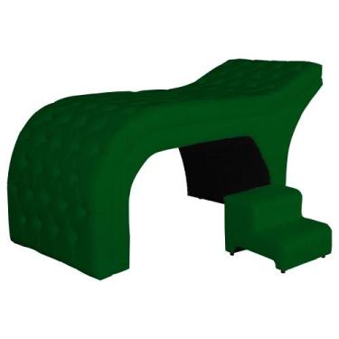Imagem de Maca Estofada Estética Capitonê 80 cm Suede Verde - FM - Fina Mobília