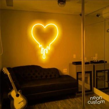 Imagem de luminaria letreiro Neon Led Coração Derretido 100x75 luminoso decoraçã