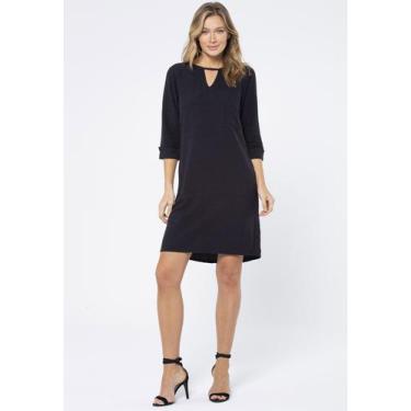 Imagem de Vestido Chemise Curto Viscose Manga 3/4 Dobrada Preto - Amazonia Vital