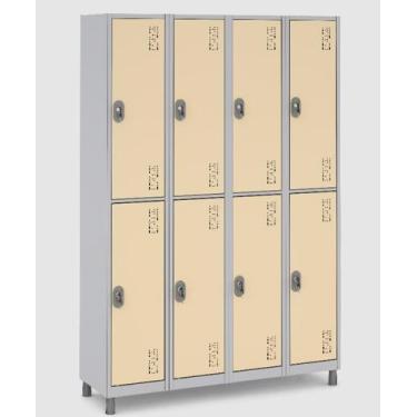 Imagem de Roupeiro Aço 8 Portas Grande 191x128x40Cm Vestiário - W3, Bage