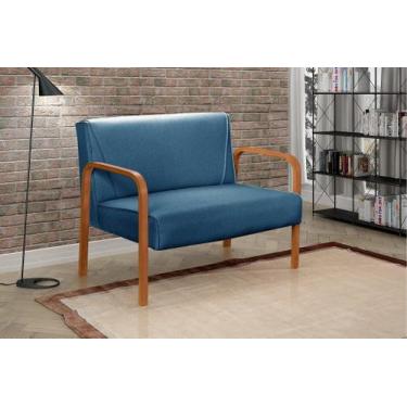 Imagem de Namoradeira Anita Sofá 2 Lugares Moderna Braço Madeira - BELLA DECOR