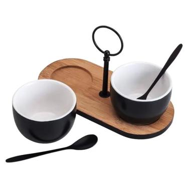 Imagem de Conjunto 2 Molheiras com Bandeja de Bambu 7562 - Lyor