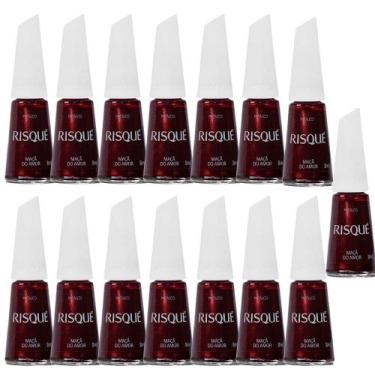 Imagem de Kit 15 Esmalte Risqué Vermelhos Metálicos Cor Maçã do Amor 8ml