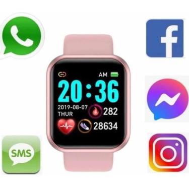 Imagem de Relógio Inteligente Rosa Y68 D20 Troca Foto Smartwatch - SVD Store