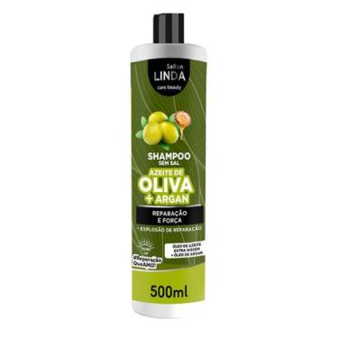Imagem de Shampoo Sem Sal Azeite de Oliva + Argan Sallon Linda 500ml
