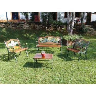 Imagem de Conjunto de Mesa em Madeira e Alumínio Fundido Girassol Unifer Móveis