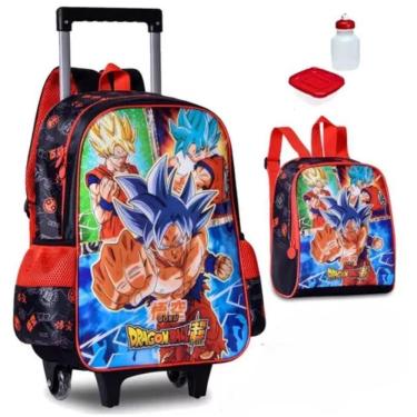 Imagem de Kit Mochila Dragon Ball Goku 2 Em 1 Rodinha Tam G Lancheira