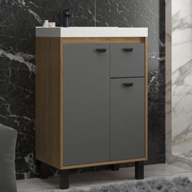 Imagem de Gabinete de Banheiro 60cm com Lavatório Ref 630 Cewal - Itapuã/Cinza S