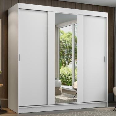 Imagem de Guarda-Roupa Casal Madesa Reno 3 Portas de Correr com Espelho - Branco XV
