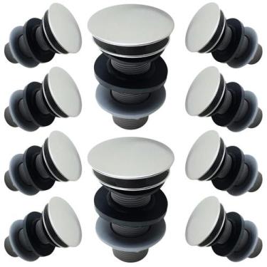 Imagem de Kit C/ 10 Válvula Ralo Click 7/8 ABS P/ Pia e Cuba Cromado - Montelar 