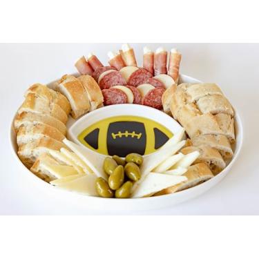Imagem de Jeanne Fitz Prato de molho de azeite de oliva e vinagre balsâmico - prato de futebol, entretenimento para o dia do jogo, bandeja de servir futebol, hospedagem de supertigela, decoração de festa de