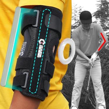 Imagem de GAIARENA G Olf Training Aid Suporte de cotovelo de braço reto, treinador de balanço reto para eliminar acessórios de golfe de balanço de asa de frango, equipamentos de prática, presentes para homens e