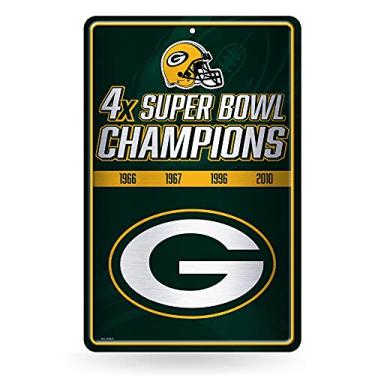 Imagem de Rico Industries Placa de metal grande NFL Green Bay Packers 28 cm x 43 cm grande placa de decoração de casa