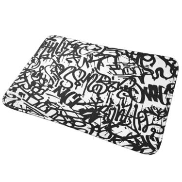 Imagem de Tapete de banheiro grafite tapete de banheiro 40,6 x 61 cm, tapete de banheiro antiderrapante, tapete de chuveiro, decoração de casa, acessórios para chão, banheira, quarto, cozinha