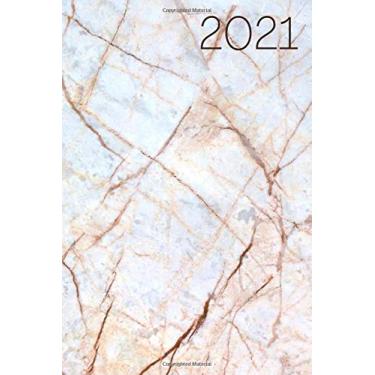 Imagem de 2021: Diario Planner Calendario 12 mesi , 1 gennaio 2021 - 31 dicembre 2021 | due pagine per settimana , Agenda Settimanale A5 | Marmo Elegante Semplice