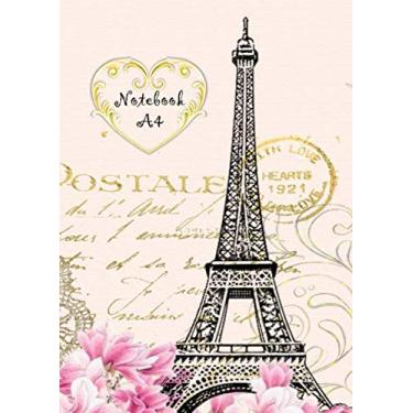 Imagem de Notebook: A4 Size College Ruled Paris Pink Floral Romance Design Cover - Blank Lined Interior
