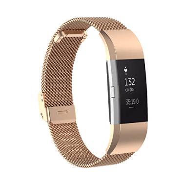 Imagem de Gheper Pulseira de metal compatível com Fitbit Charge 2 / Charge 2 HR Mesh Woven Stainless Steel Smartwatch Pulseira de substituição