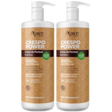 Imagem de Kit 2 Creme De Pentear Nutritivo Apse Apice Crespo Power Vegano Profissional Uso Diario 1L