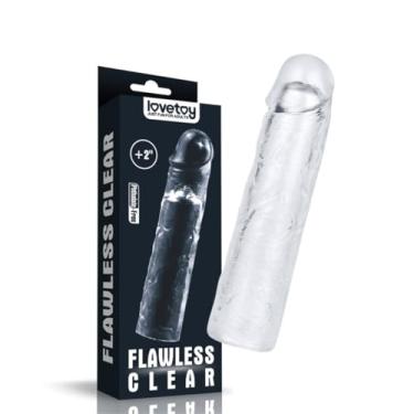 Imagem de Capa Peniana Transparente Extensora Jelly 19cm x 4cm Cyberskin Firme 13,5cm Penetrável Texturizada