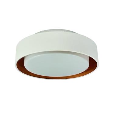 Imagem de LUMINÁRIA REDONDA BRANCO E COBRE SOBREPOR DUBAI DE 36CM DIAM. PARA 03 LAMPADAS BULBO LED E-27
