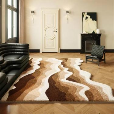 Imagem de HJZSZX Tapete de sala de estar em forma de onda, tapete de quarto de arte irregular, lavável à máquina, tapete de sala, macio, antiderrapante, tapetes de varanda, YY031,2,B,300x400CM