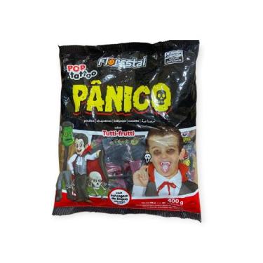 Imagem de Pirulito Pop Tattoo Pânico c/ tatuagem língua Pacote 400g - Blook