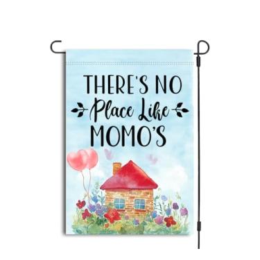 Imagem de There's No Place Like Momo's Garden Flag, Momo Mothers Day, Momo Mothers Day, Momo Garden Flag, Mother's Day Garden, bandeira dupla face impressa para decoração de jardim ao ar livre